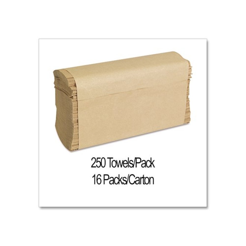 Folded Paper Towels, Multifold, 9 x 9.45, Natural, 250 Towels/Pack, 16 Packs/Carton. Picture 3