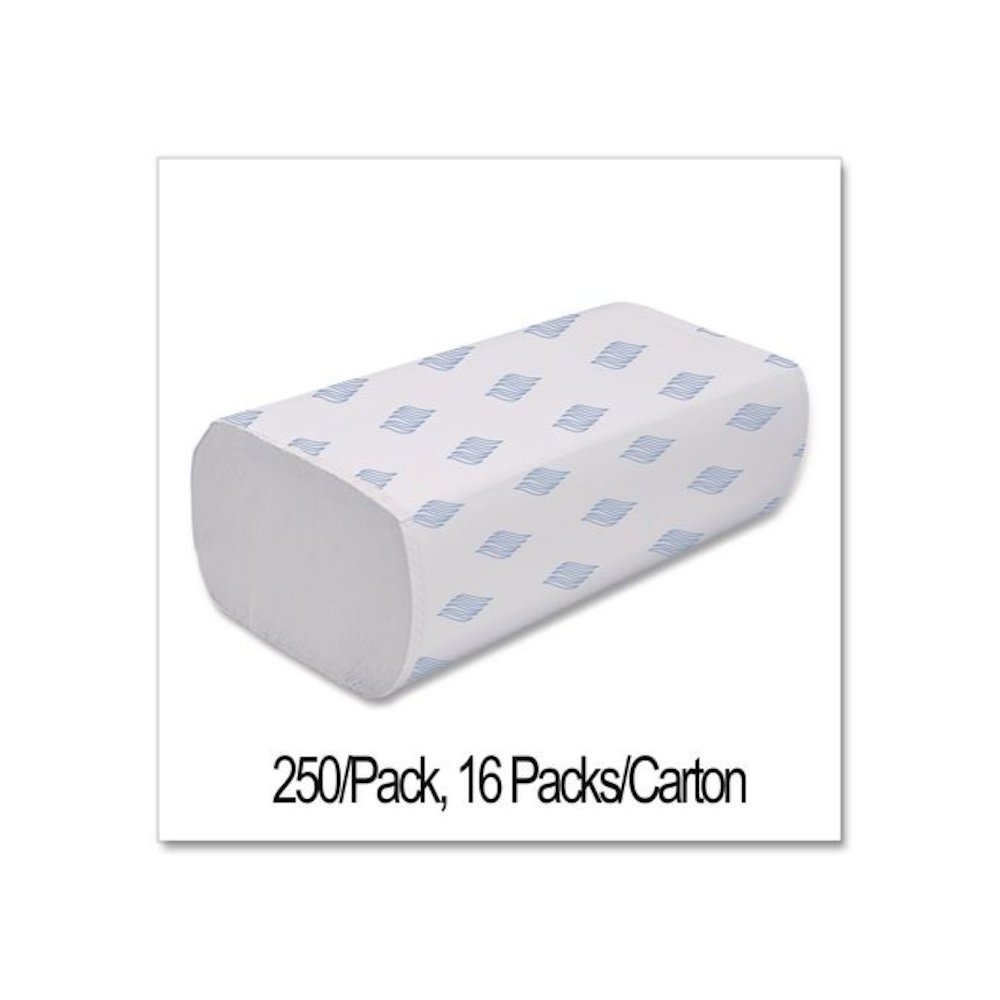 Multifold Towels, 1-Ply, 9.25 x 9.05, White, 250/Pack, 16 Packs/Carton. Picture 3