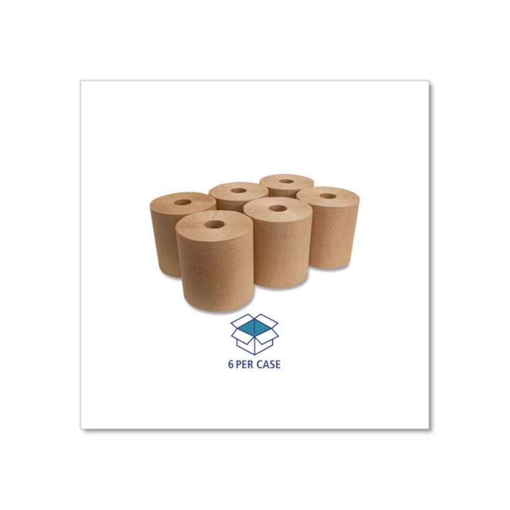 Hardwound Roll Towels, 1-Ply, 8" x 800 ft, Brown, 6 Rolls/Carton. Picture 6