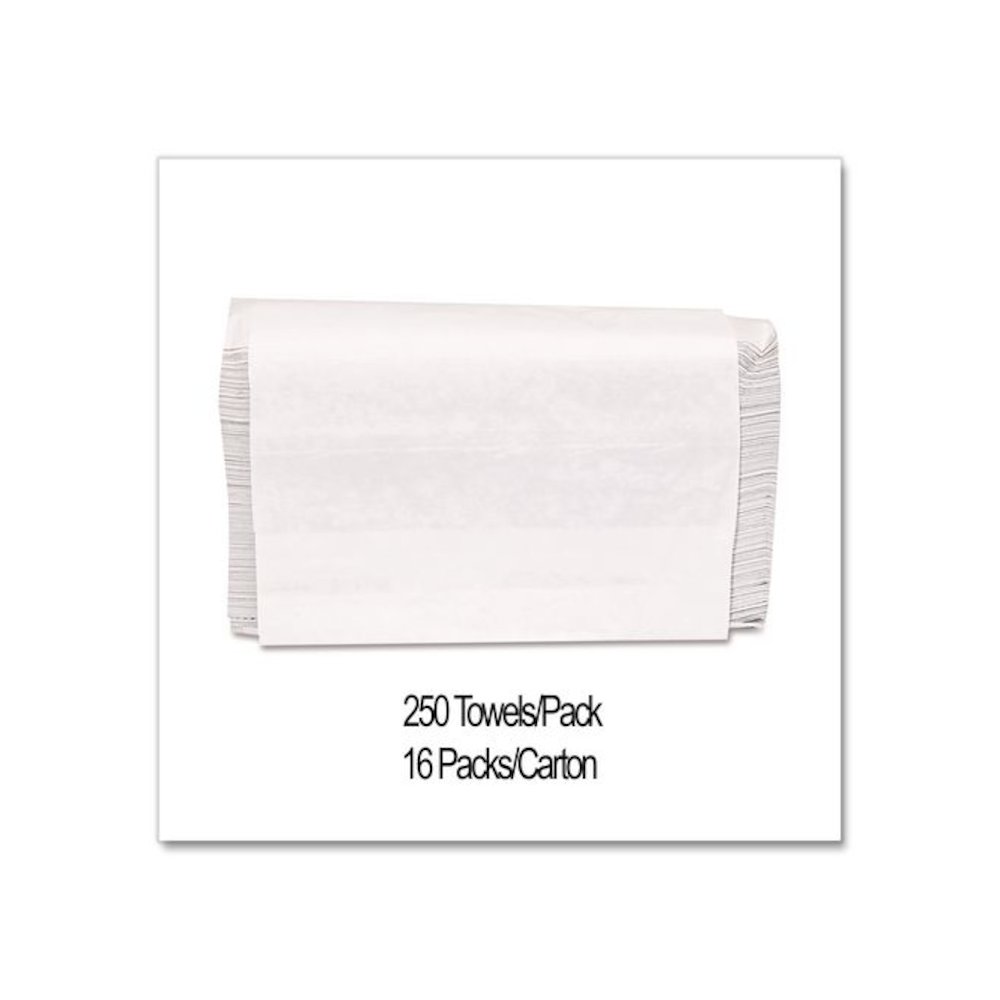 Folded Paper Towels, Multifold, 9 x 9.45, White, 250 Towels/Pack, 16 Packs/Carton. Picture 3