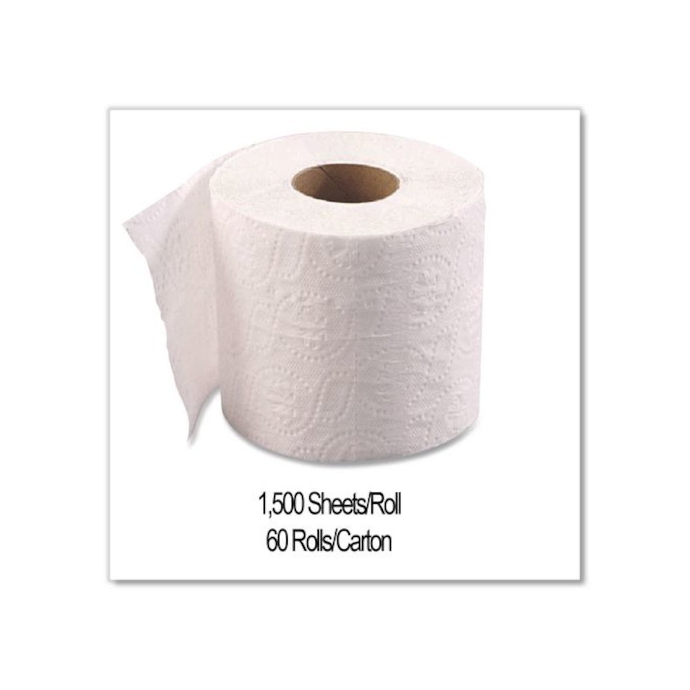 Small Roll Bath Tissue, Septic Safe, 1-Ply, White, 1,500 Sheets/Roll, 60 Rolls/Carton. Picture 3