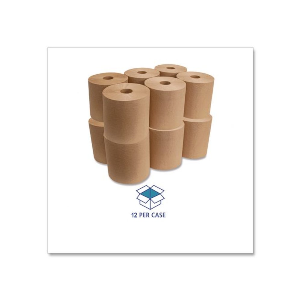 Hardwound Roll Towels, 1-Ply, 8" x 300 ft, Natural, 12 Rolls/Carton. Picture 3