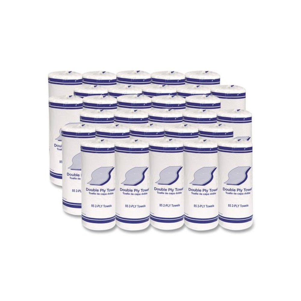 Kitchen Roll Towels, 2-Ply, 11 x 7.8, White, 85/Roll, 30 Rolls/Carton. Picture 1