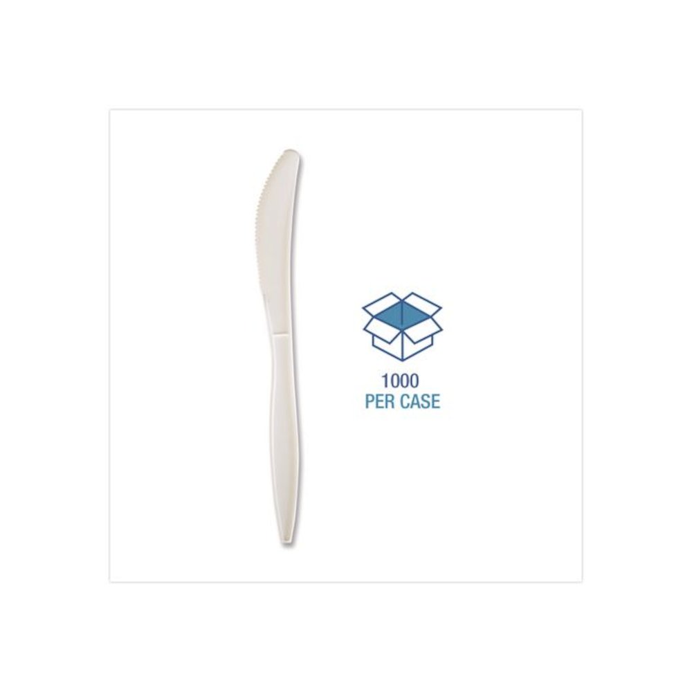 Mediumweight Wrapped Polypropylene Cutlery, Knife, 5.86", Plastic, White, 1,000/Carton. Picture 3