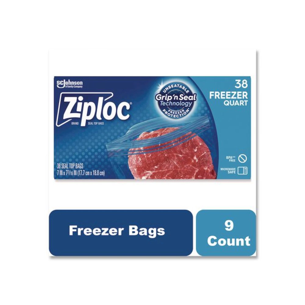 Zipper Freezer Bags, 32 oz, 6.97" x 7.7", Clear, 38 Bags/Box, 9 Boxes/Carton. Picture 3