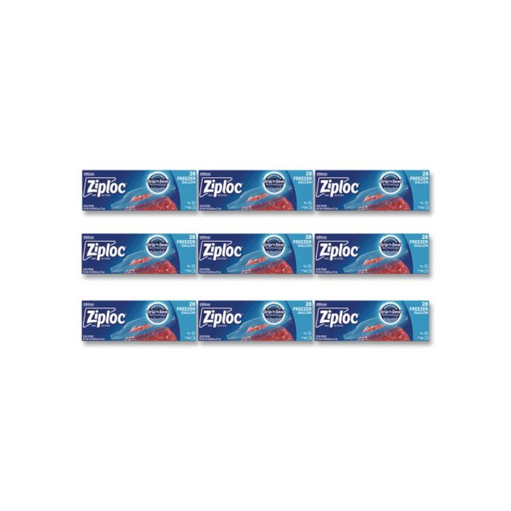 Zipper Freezer Bags, 1 gal, 9.6" x 12.1", Clear, 28 Bags/Box, 9 Boxes/Carton. Picture 1