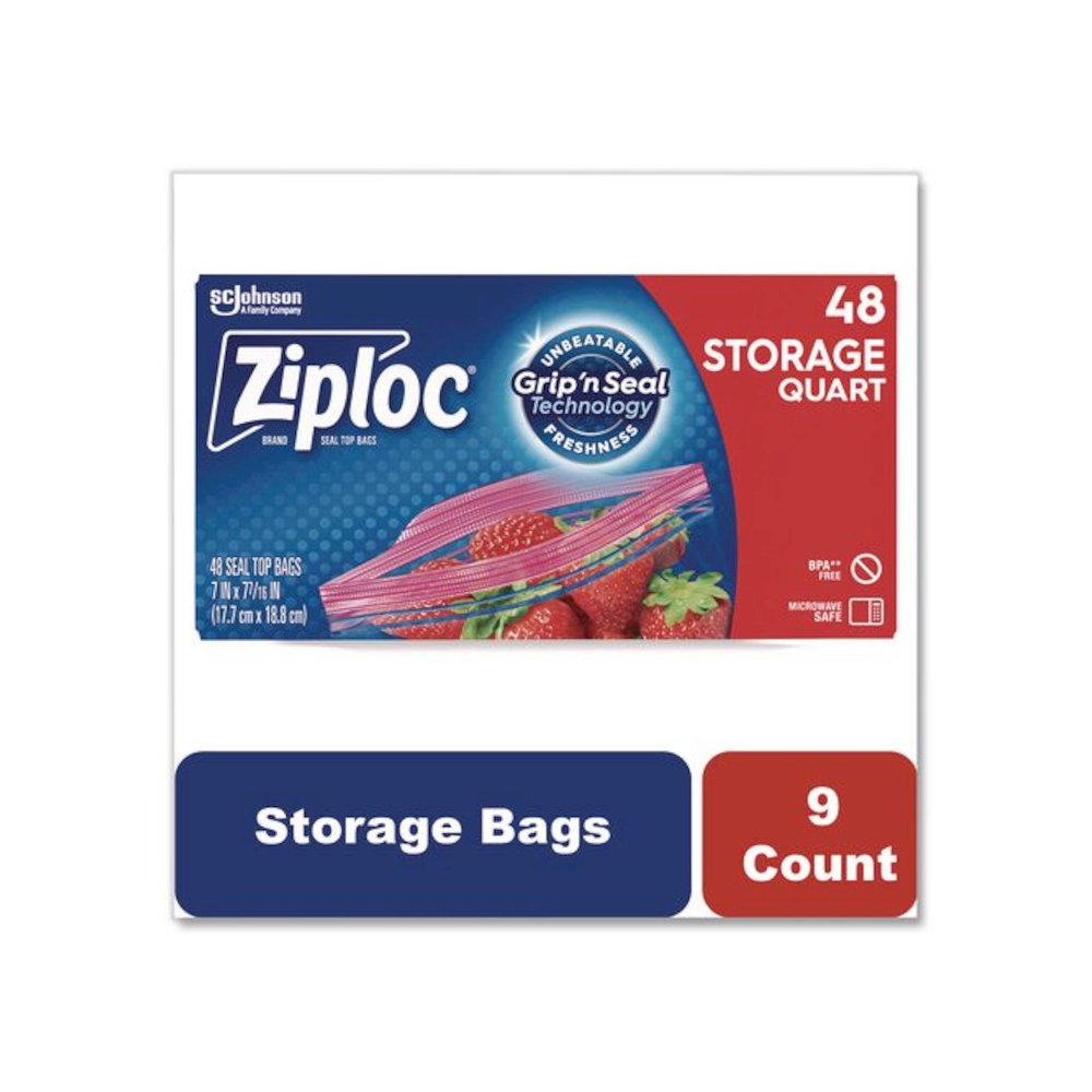 Double Zipper Storage Bags, Triple System Seal, Quart, 9.63" x 8.5", Clear, 9/Carton. Picture 3