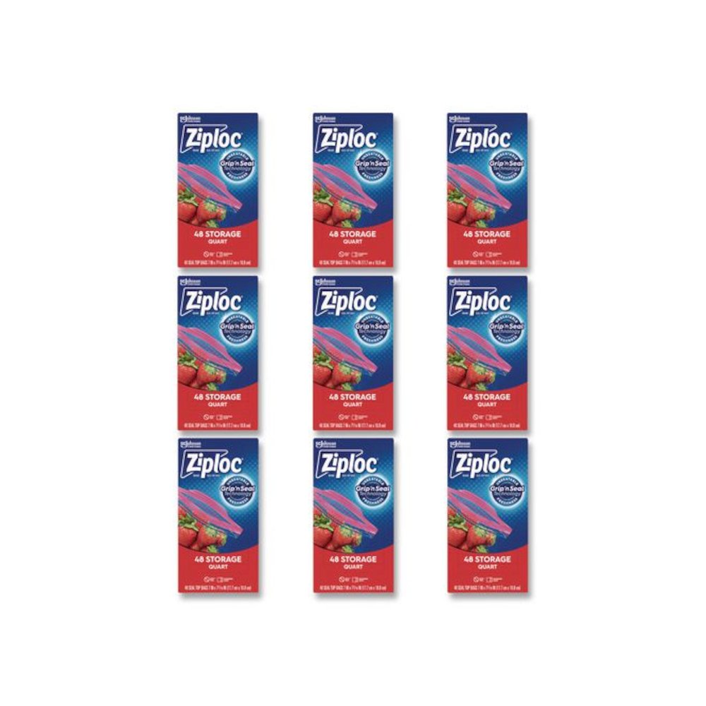 Double Zipper Storage Bags, Triple System Seal, Quart, 9.63" x 8.5", Clear, 9/Carton. Picture 1