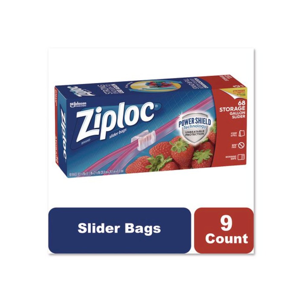 Slider Storage Bags, Gallon, 9.5" x 2.63" x 10.56", Clear, 9/Carton. Picture 3
