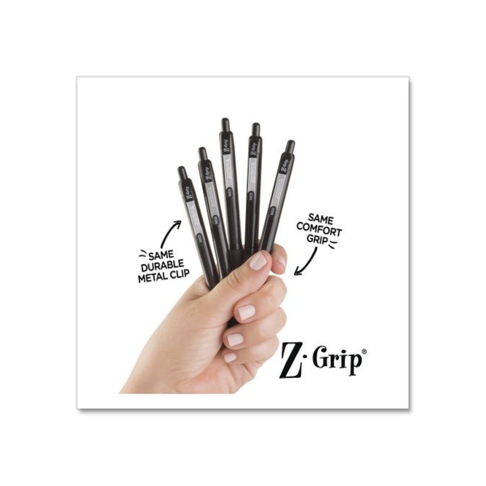 Z-Grip Ballpoint Pen, Retractable, Medium 1 mm, Black Ink and Barrel, 24/Pack. Picture 2