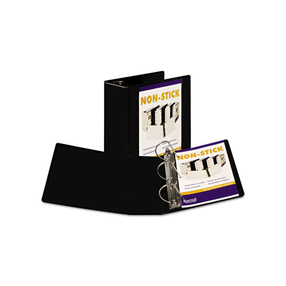 Nonstick D-Ring View Binder, 3 Rings, 5" Capacity, 11 x 8.5, Black. Picture 5