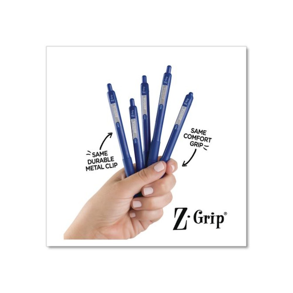 Z-Grip Ballpoint Pen, Retractable, Medium 1 mm, Blue Ink and Barrel, 48/Pack. Picture 2
