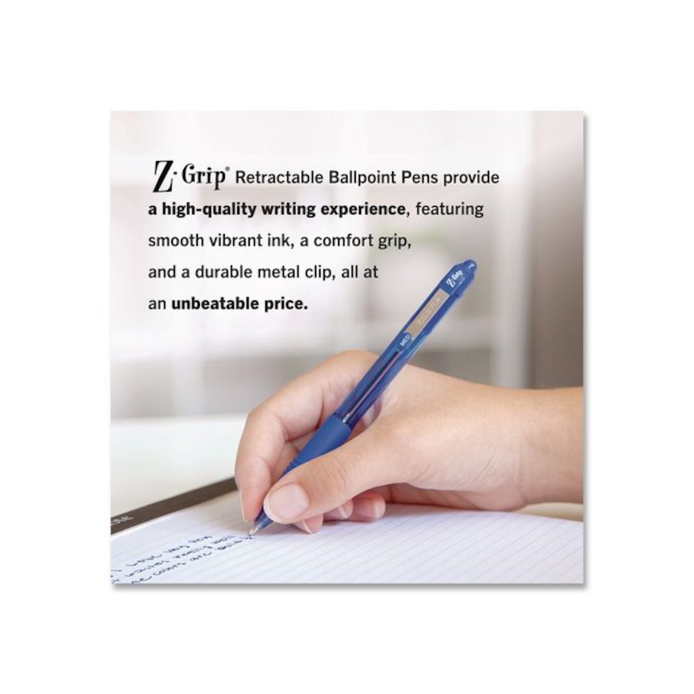Z-Grip Ballpoint Pen, Retractable, Medium 1 mm, Blue Ink and Barrel, 48/Pack. Picture 4