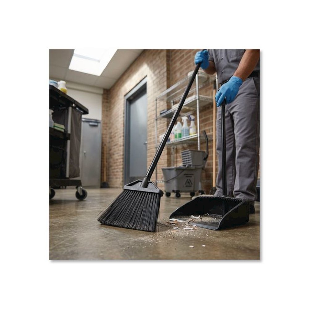 Large Angle Broom, 57" Length, Black. Picture 5