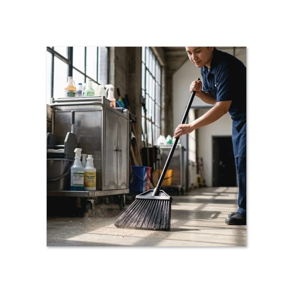 Large Angle Broom, 57" Length, Black. Picture 6