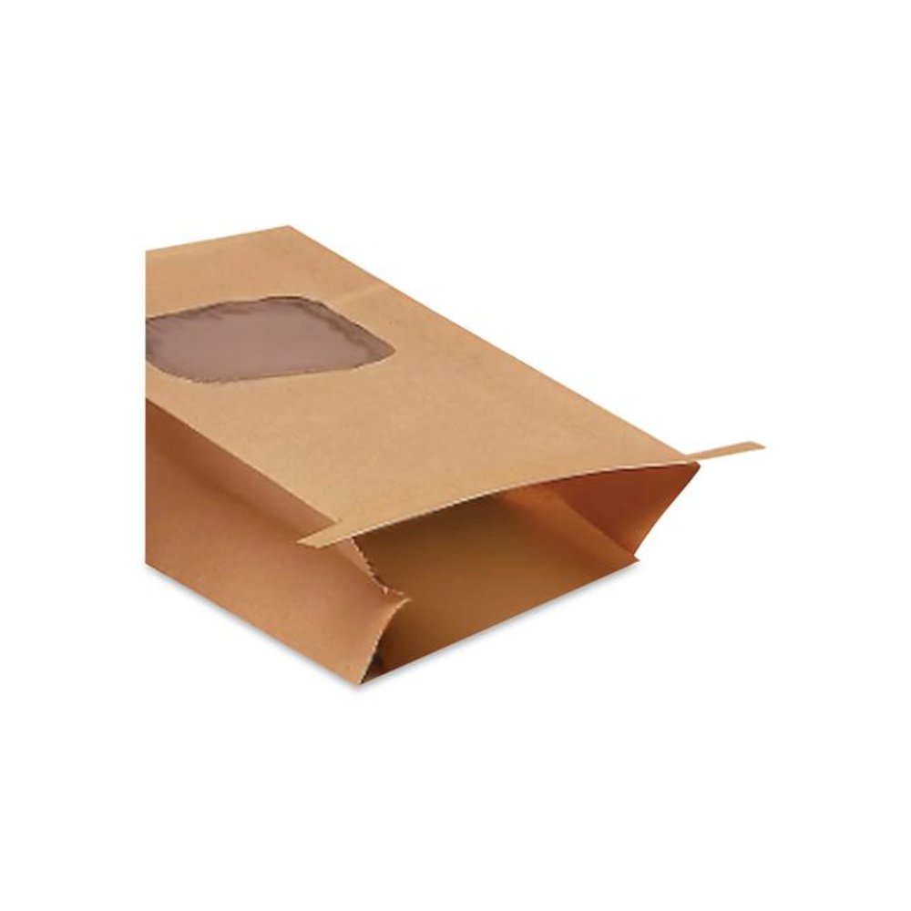 Stand-Up Window Bakery Bag, 4.75 x 2.5 x 9.5, Natural, 500/Carton. Picture 4