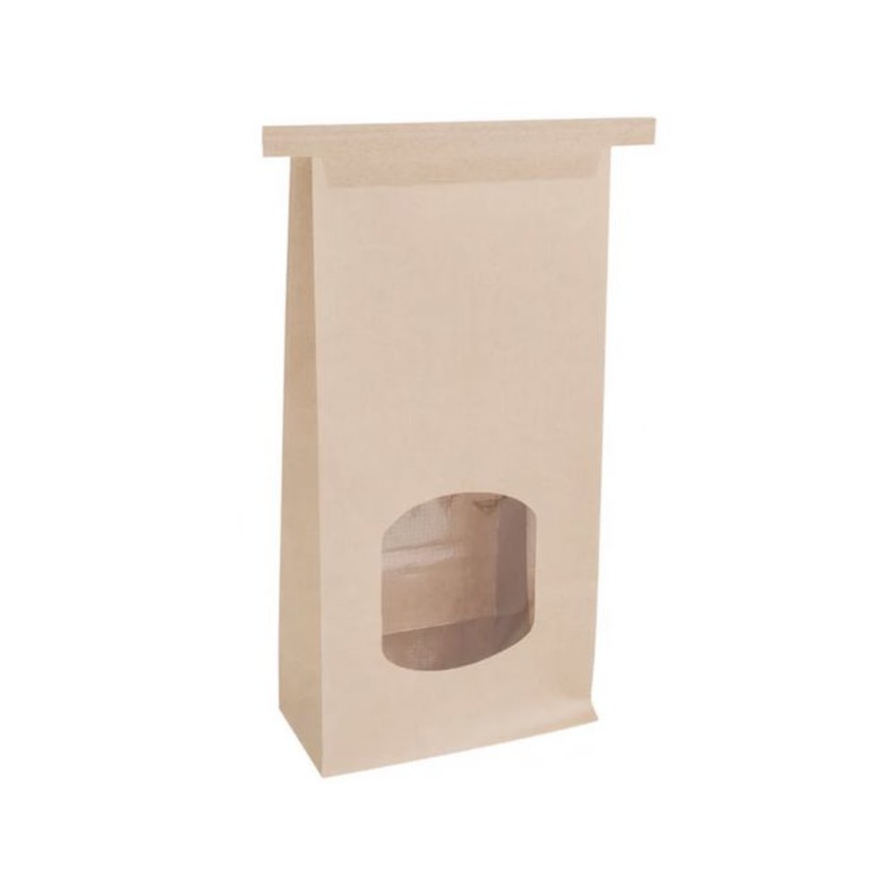 Stand-Up Window Bakery Bag, 4.75 x 2.5 x 9.5, Natural, 500/Carton. Picture 1