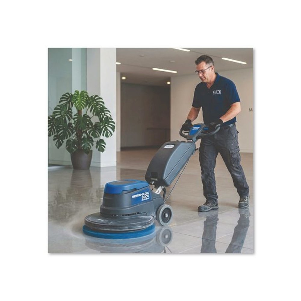 Scrubbing Floor Pads, 14" Diameter, Blue, 5/Carton. Picture 7