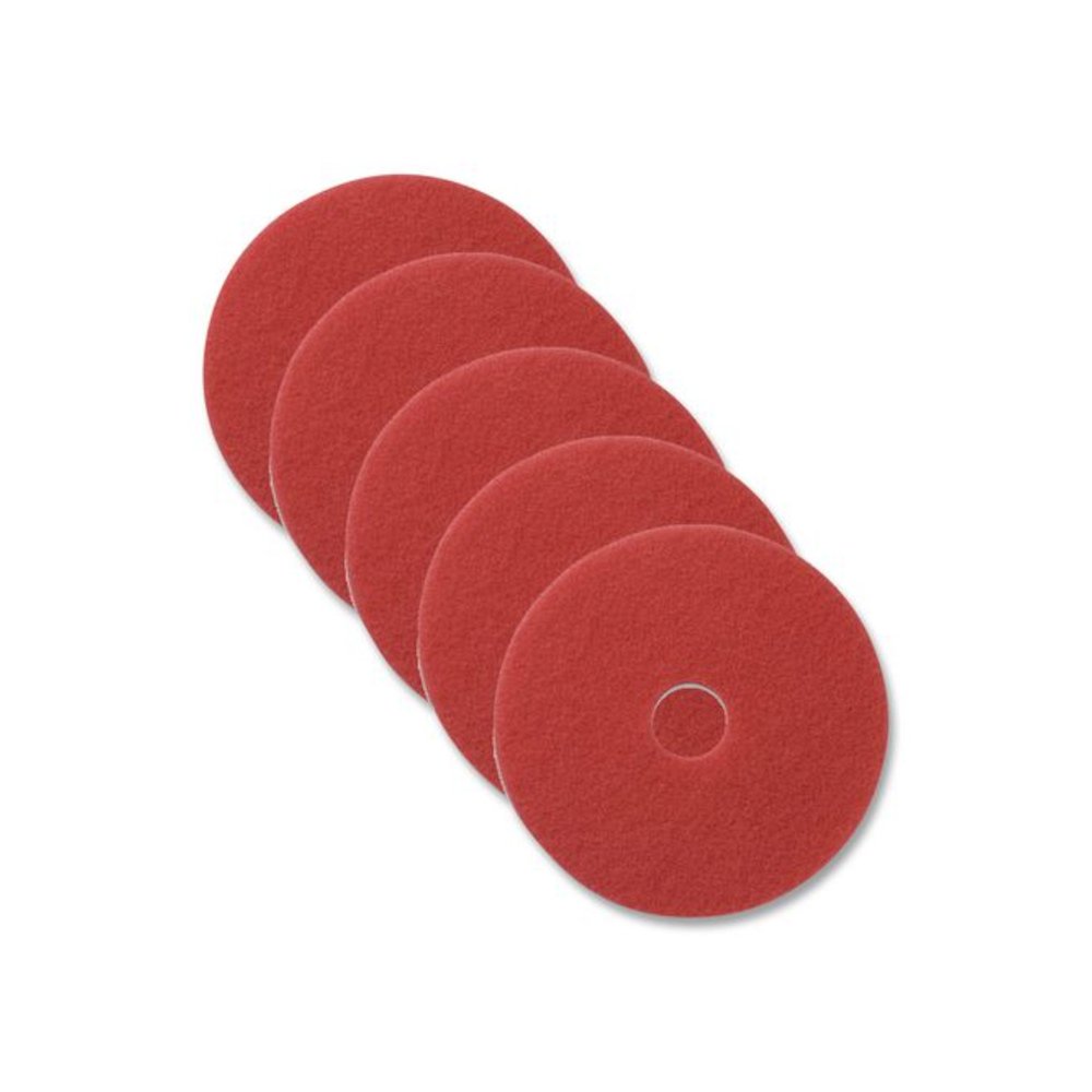 Buffing Pad, 16" Diameter, Red, 5/Carton. Picture 1