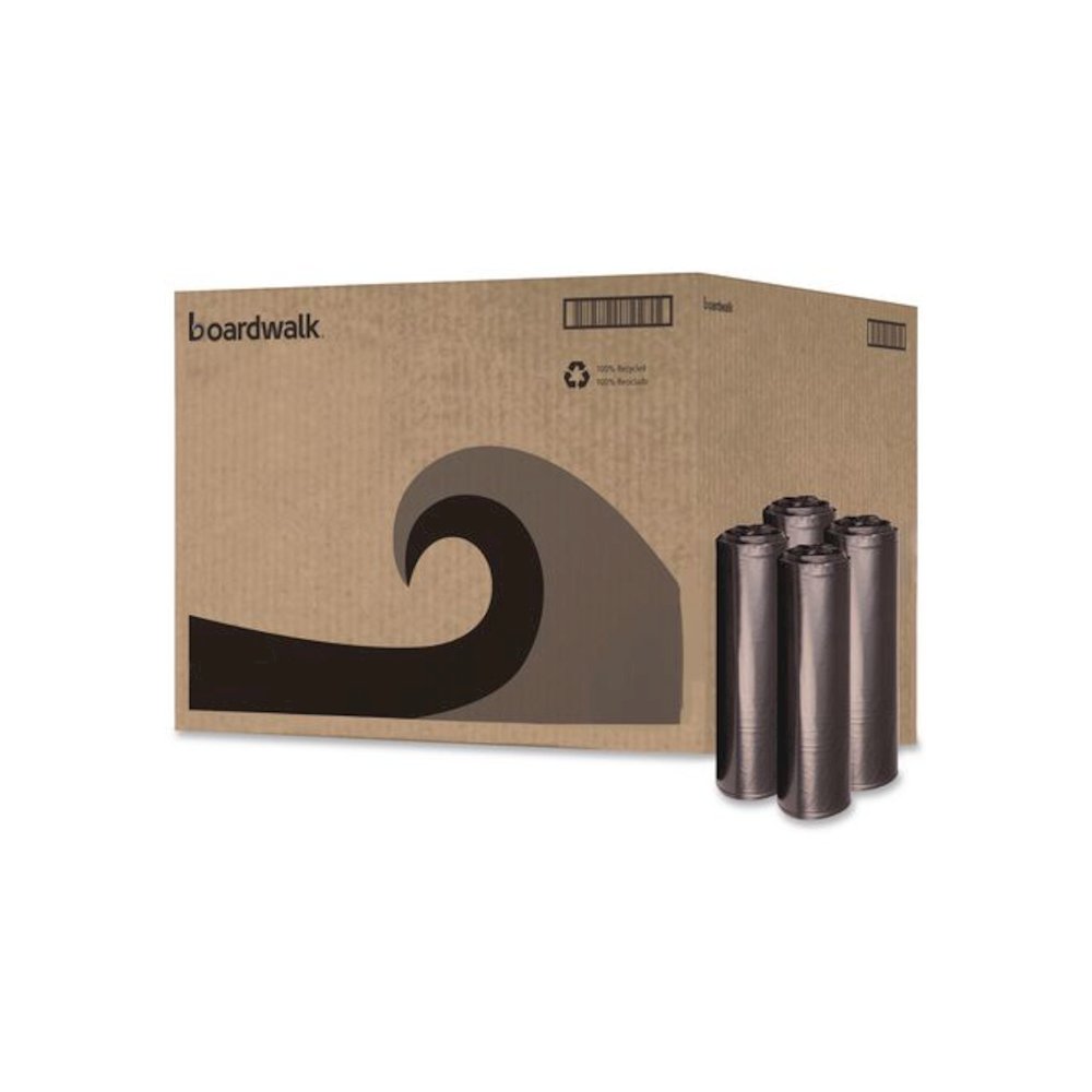 Recycled Low-Density Polyethylene Can Liners, 45 gal, 1.2 mil, 40" x 46", Black, Perforated, 10 Bags/Roll, 10 Rolls/Carton. Picture 1