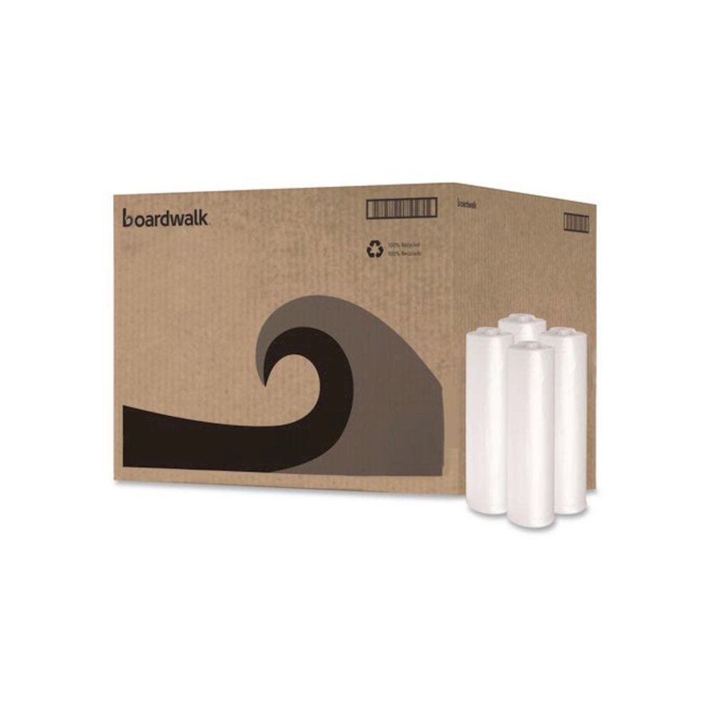Recycled Low-Density Polyethylene Can Liners, 33 gal, 1.1 mil, 33" x 39", Clear, Perforated, 10 Bags/Roll, 10 Rolls/Carton. Picture 1