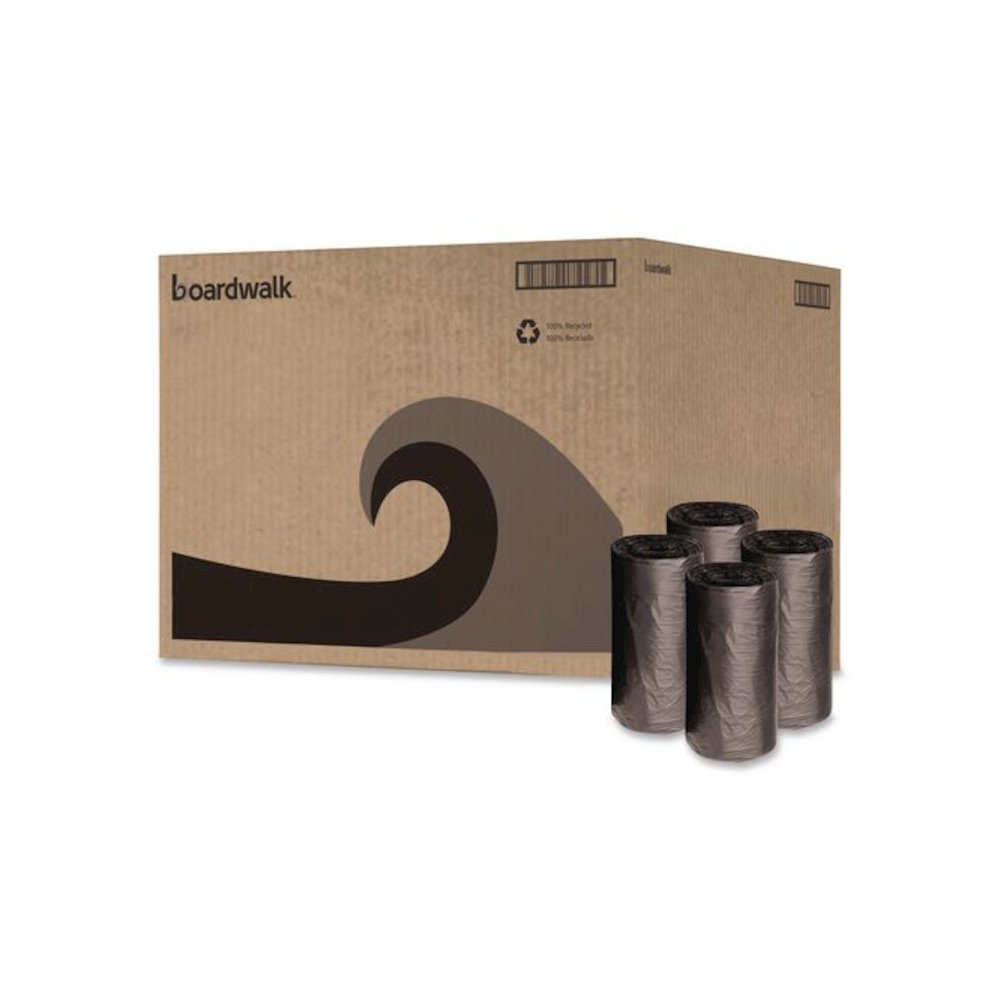 Low-Density Waste Can Liners, 4 gal, 0.35 mil, 17" x 17", Black, Perforated Roll, 50 Bags/Roll, 20 Rolls/Carton. Picture 1