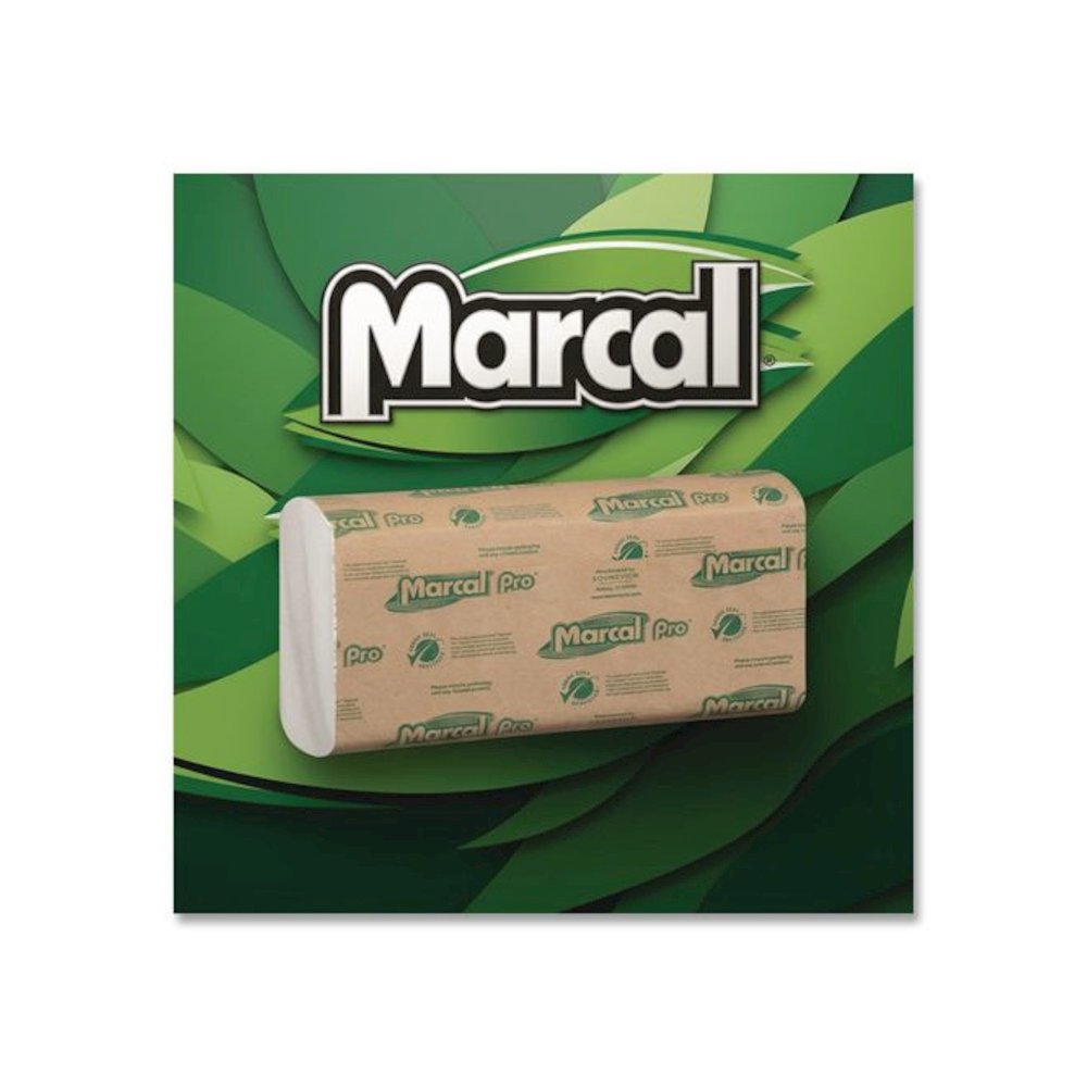 100% Recycled Folded Paper Towels, 1-Ply, 12.88  x 10.13, Natural, 150/Pack, 16 Packs/Carton. Picture 3