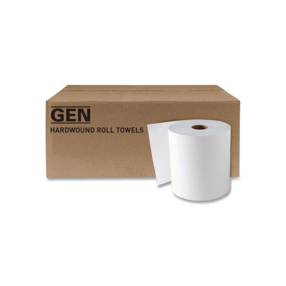 Hardwound Roll Towels, 1-Ply, 8" x 600 ft, White, 12 Rolls/Carton. Picture 1