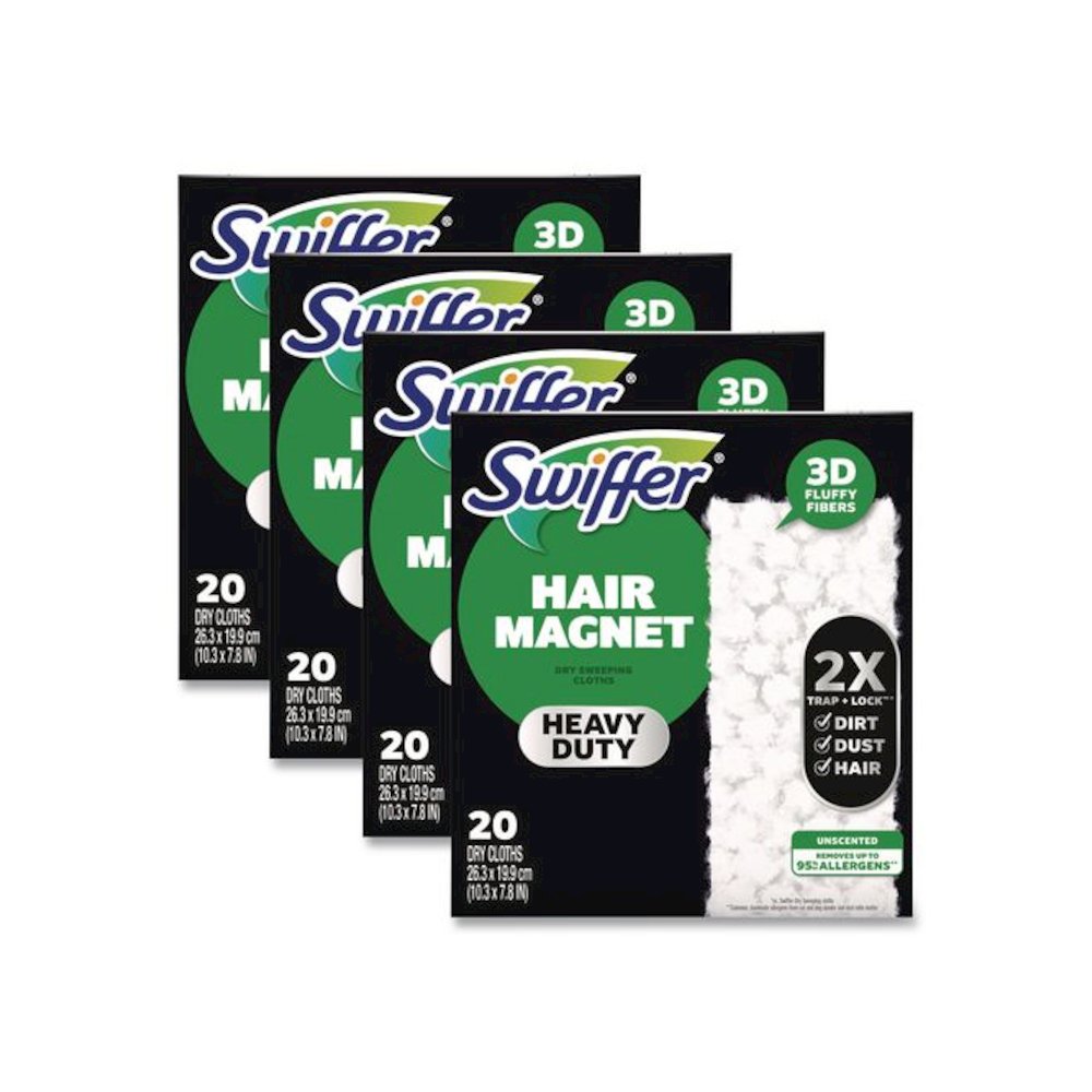 Heavy-Duty Dry Refill Cloths, 10.3 x 7.8, White, 20/Pack, 4 Packs/Carton. Picture 1
