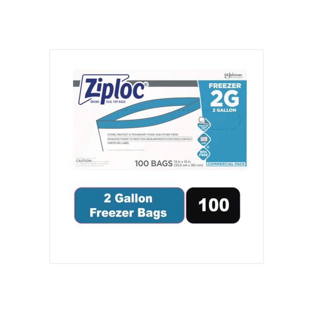 Zipper Freezer Bags, 2 gal, 13" x 15.5", Clear, 100/Carton. Picture 2