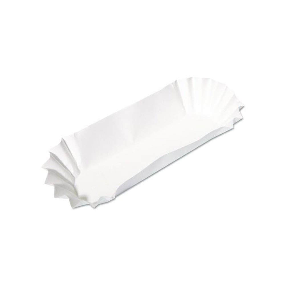 Fluted Hot Dog Trays, 6 x 2 x 2, White, Paper, 500/Sleeve, 6 Sleeves/Carton. Picture 2
