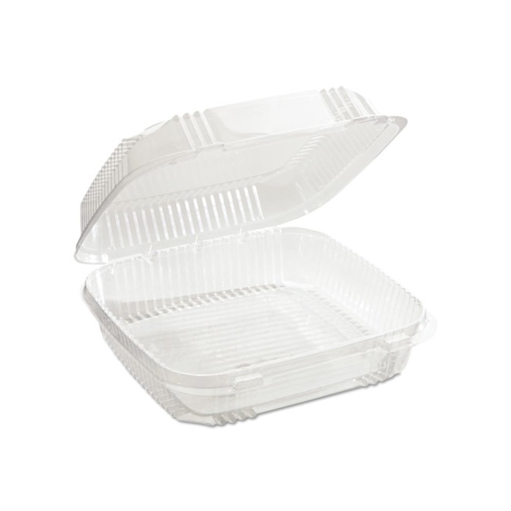 ClearView SmartLock Hinged Lid Container, 49 oz, 8.2 x 8.3 x 2.9, Clear, Plastic, 200/Carton. Picture 1