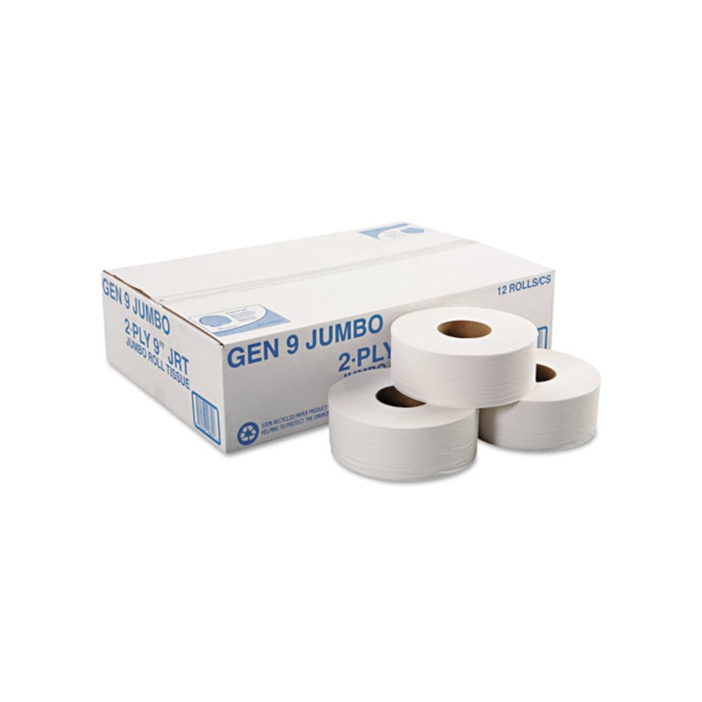 Jumbo Roll Bath Tissue, Septic Safe, 2-Ply, 3.3" x 700 ft, White, 12 Rolls/Carton. Picture 2