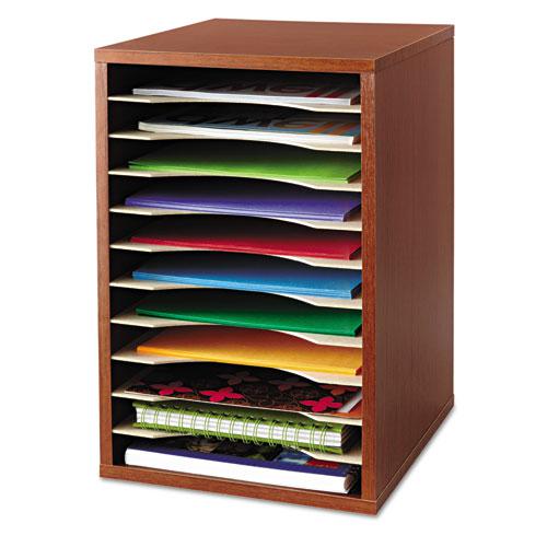 Wood Desktop Literature Sorter, 11 Compartments, 10.63 x 11.88 x 16, Cherry. Picture 2