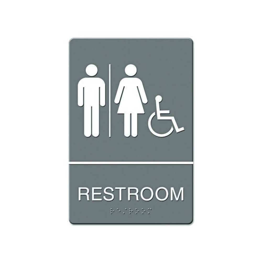 ADA Sign, Restroom/Wheelchair Accessible Tactile Symbol, Molded Plastic, 6 x 9. Picture 1