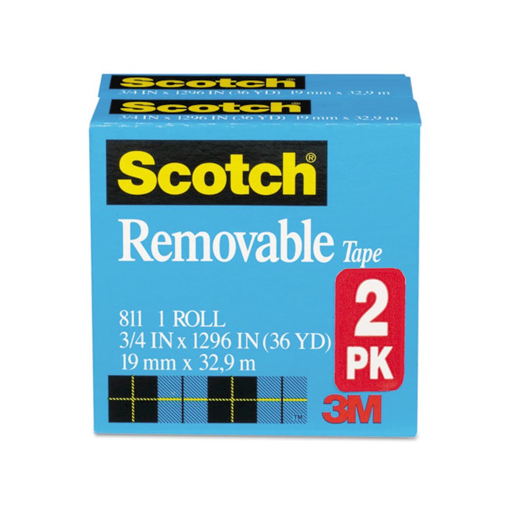 Removable Tape, 1" Core, 0.75" x 36 yds, Transparent, 2/Pack. Picture 6