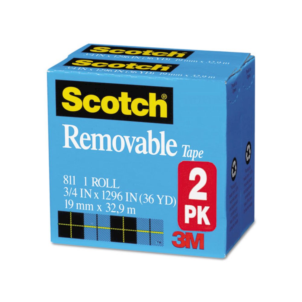 Removable Tape, 1" Core, 0.75" x 36 yds, Transparent, 2/Pack. Picture 3