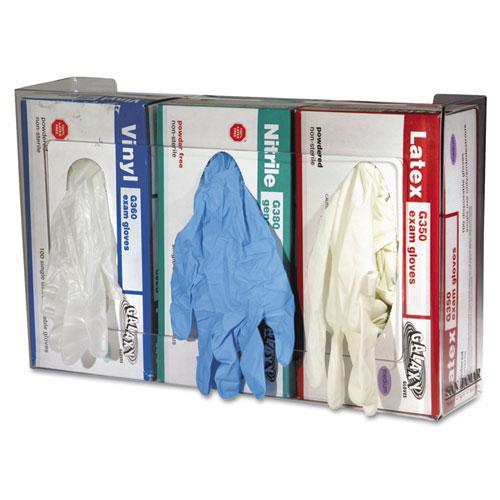 Clear Plexiglas Disposable Glove Dispenser, 3-Box, Plexiglas, Clear, 18 x 3.75 x 10. Picture 4