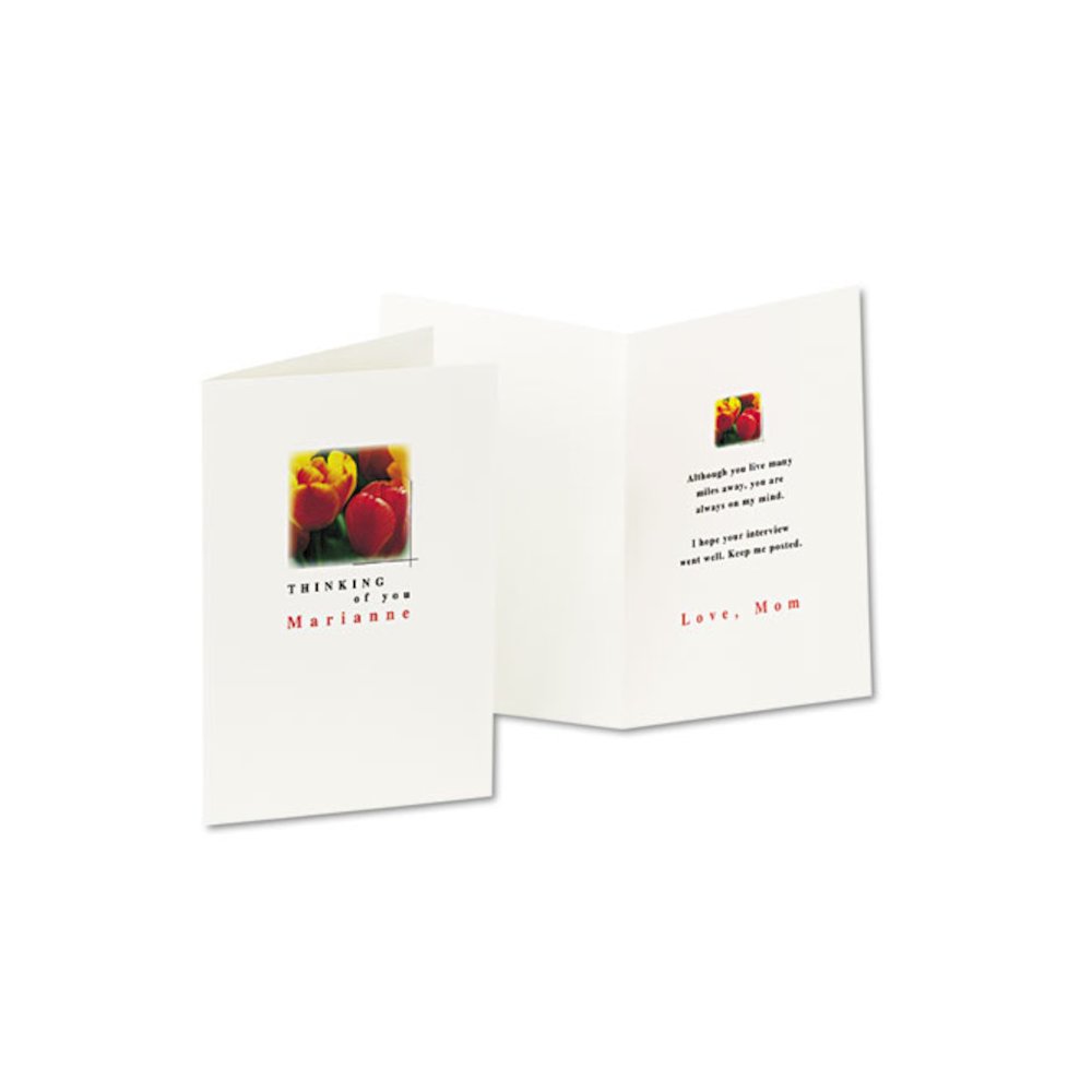 Half-Fold Greeting Cards with Envelopes, Inkjet, 65 lb, 5.5 x 8.5, Textured Uncoated White, 1 Card/Sheet, 30 Sheets/Box. Picture 7