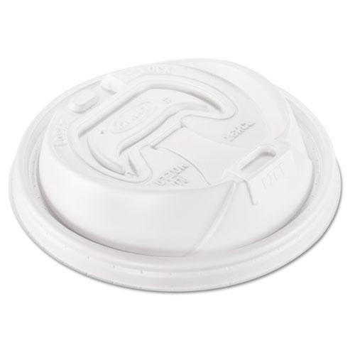 Optima Reclosable Lid, Fits 12 oz to 24 oz Hot Cups, Plastic, White, 100/Pack, 10 Packs/Carton. Picture 3