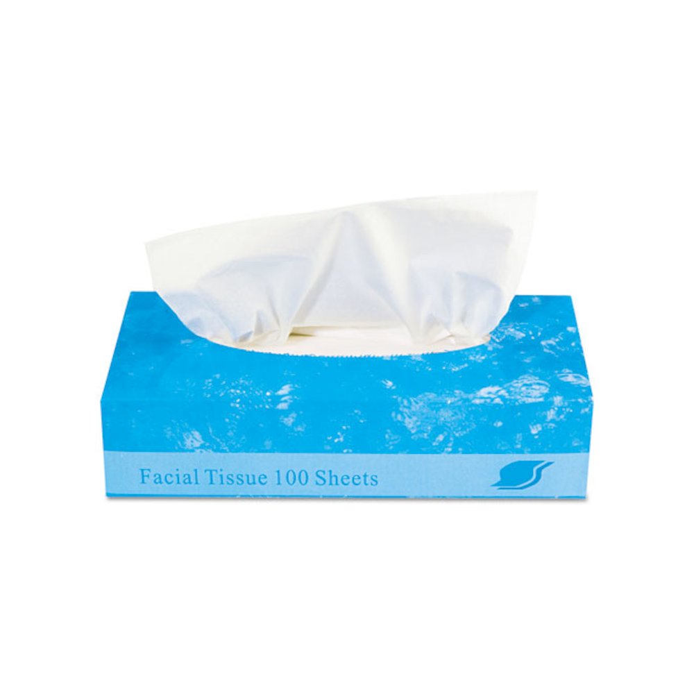 Boxed Facial Tissue, 2-Ply, White, 100 Sheets/Box, 30 Boxes/Carton. Picture 2