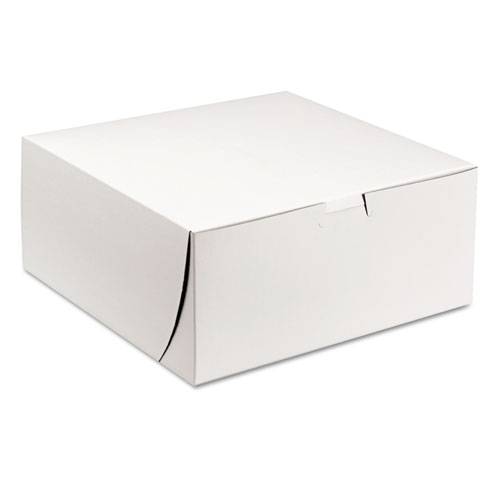 White One-Piece Non-Window Bakery Boxes, 9 x 9 x 4, White, Paper, 200/Carton. Picture 1