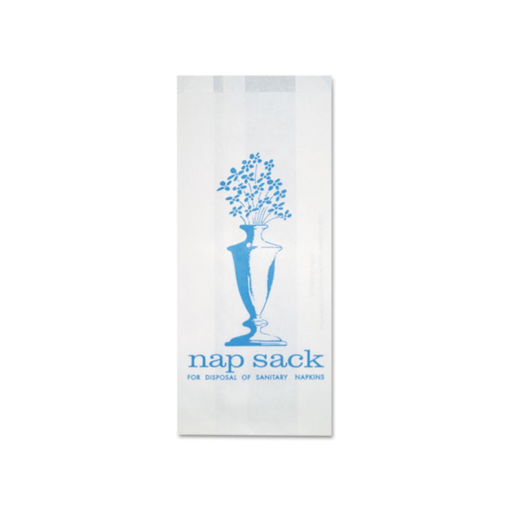 Nap Sack Sanitary Disposal Bags, 4" x 2" x 9", White, 1,000/Carton. Picture 1