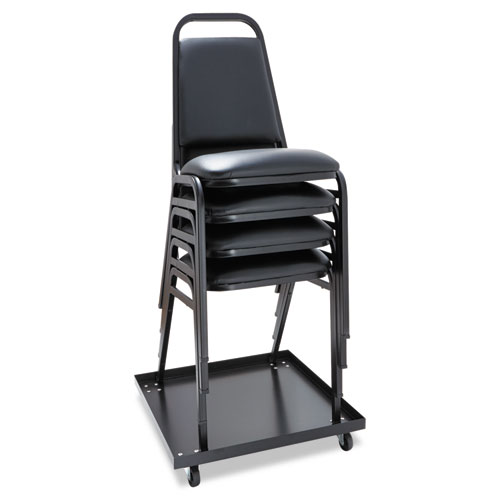 Padded Steel Stacking Chair, Supports Up to 250 lb, 18.5" Seat Height, Black Seat, Black Back, Black Base, 4/Carton. Picture 3