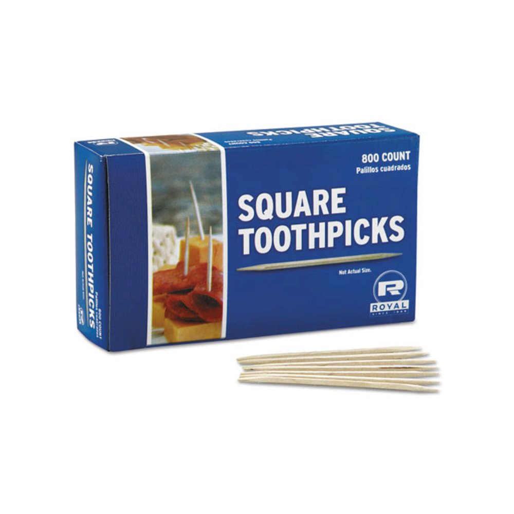 Square Wood Toothpicks, 2.75", Natural, 800/Box, 24 Boxes/Carton. Picture 1