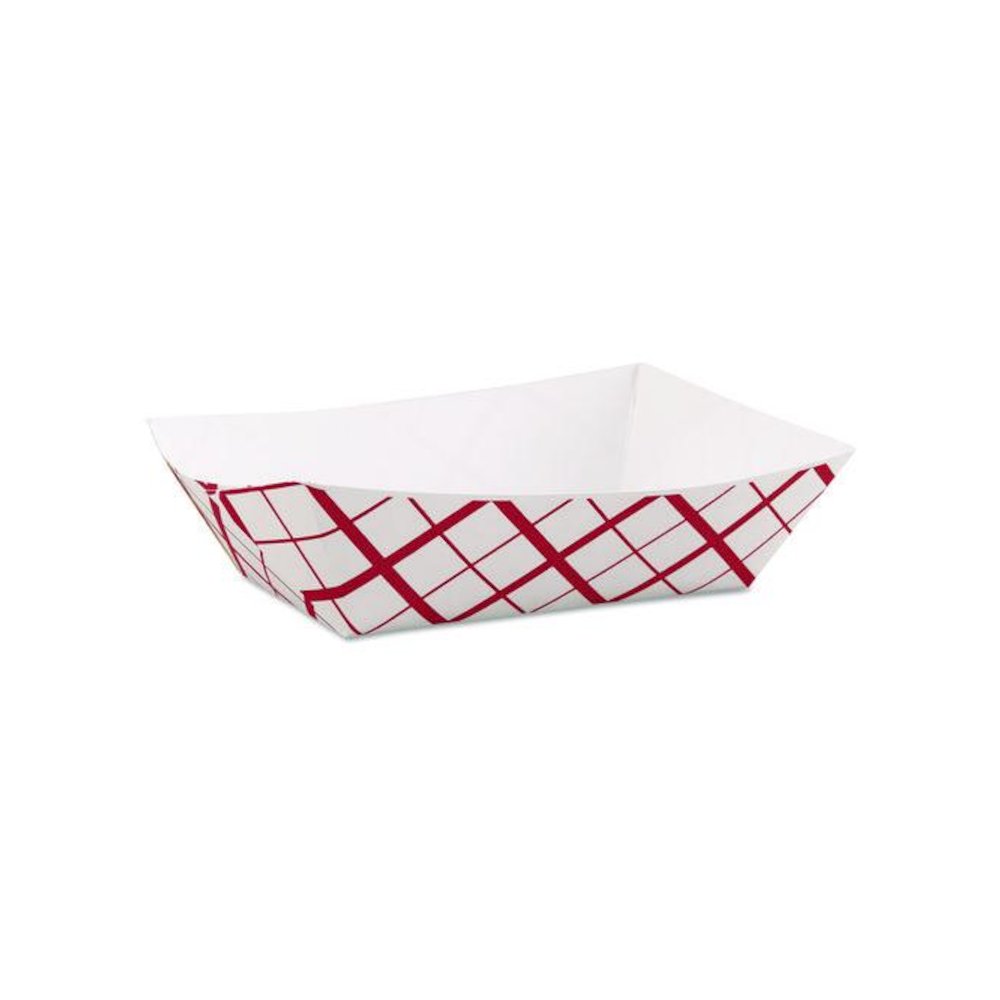 Paper Food Baskets, 3 lb Capacity, 7.2 x 4.95 x 1.94, Red/White, Paper, 500/Carton. Picture 1