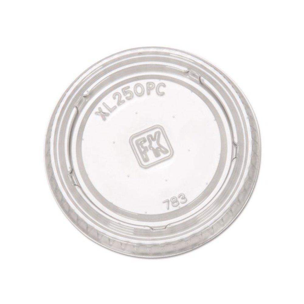 Portion Cup Lids, Fits 1.5 oz to 2.5 oz Portion Cups, Plastic, Clear, 125/Sleeve, 20 Sleeves/Carton. Picture 1