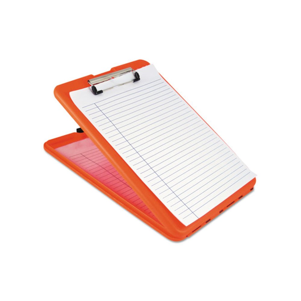 SlimMate Storage Clipboard, 0.5" Clip Capacity, Holds 8.5 x 11 Sheets, Hi-Vis Orange. Picture 1