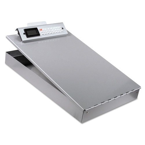 Redi-Rite Aluminum Storage Clipboard with Calculator, 1" Clip Capacity, Holds 8.5 x 11 Sheets, Silver. Picture 1