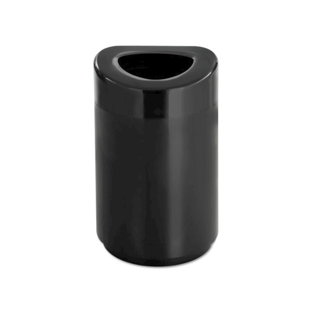 Open Top Round Waste Receptacle, 30 gal, Steel, Black. Picture 1